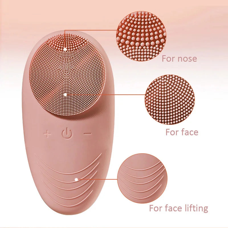 New Products Mini Silicone Face Scrubber Brush Vibration Acne Facial Cleaner Ionic Silicon Electric Brush Face Cleaning Brush