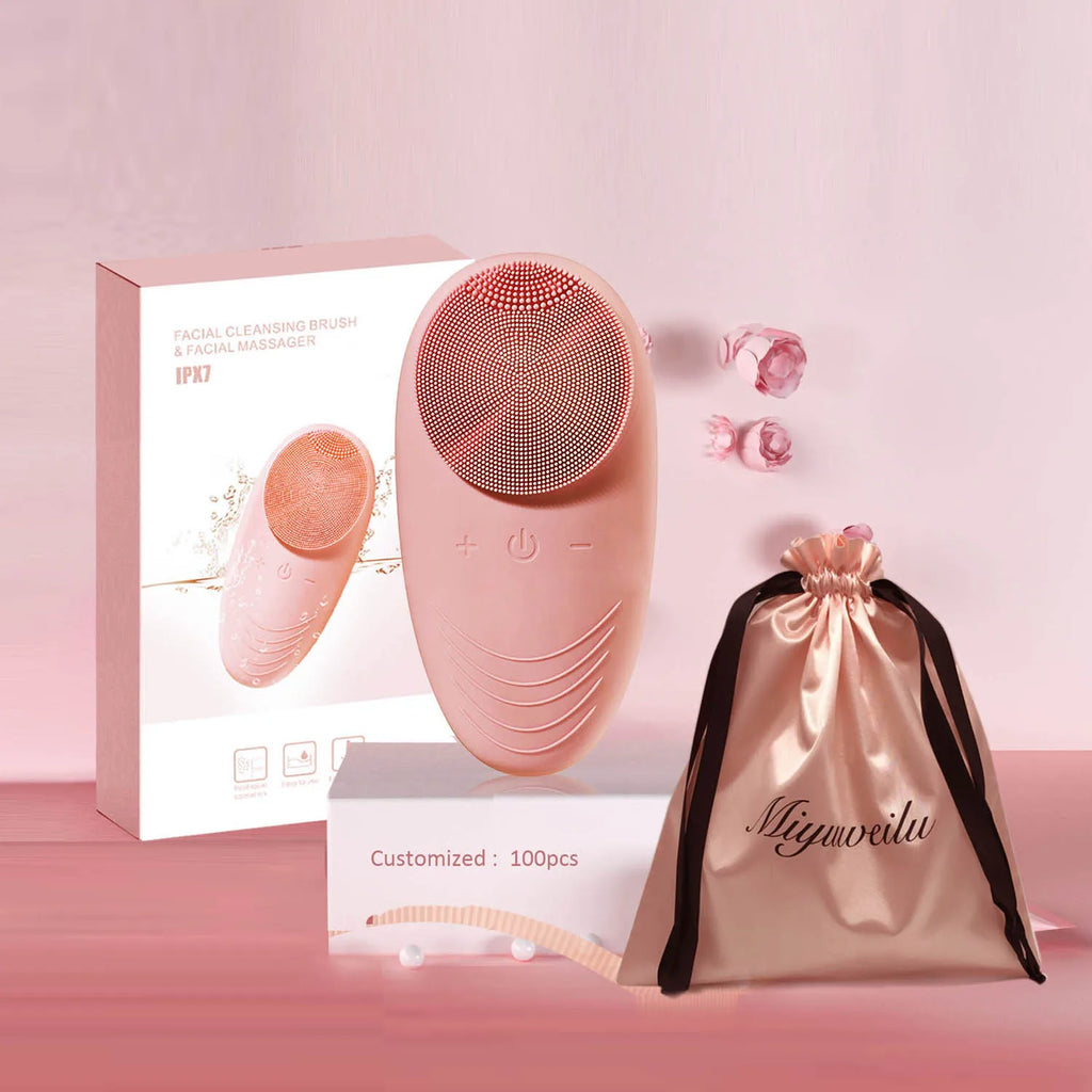 New Products Mini Silicone Face Scrubber Brush Vibration Acne Facial Cleaner Ionic Silicon Electric Brush Face Cleaning Brush