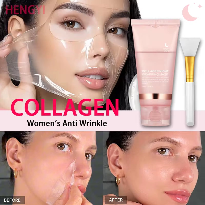 5PC Korean Collagen Wrapping Peel off Facial Mask Elasticity Hydration Reduces Sagging Dullness Hydrolyzed Collagen Skin Care