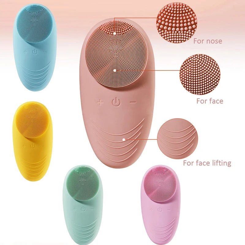 New Products Mini Silicone Face Scrubber Brush Vibration Acne Facial Cleaner Ionic Silicon Electric Brush Face Cleaning Brush